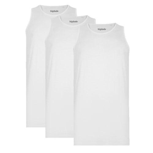 Bigdude 3 Pack Plain Vests White